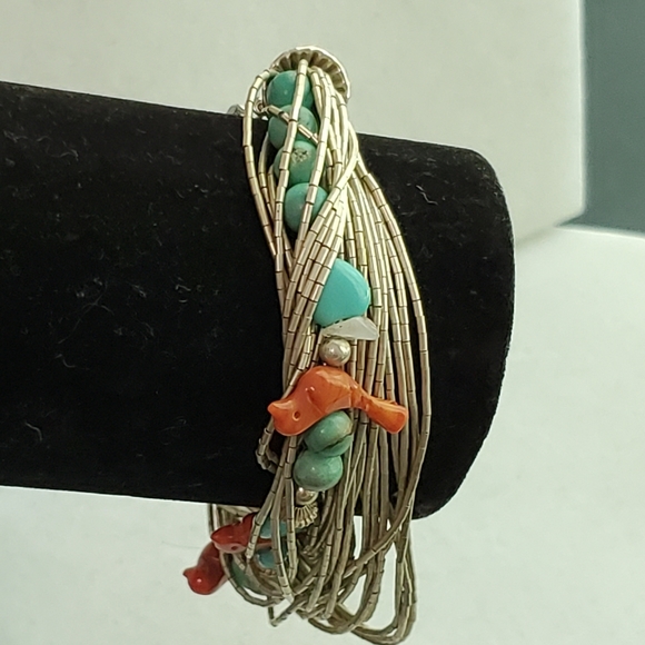 RARE Carolyn Pollack Liquid Silver Gemstone Layered Bead Bracelet Vintage RARE - Picture 6 of 15